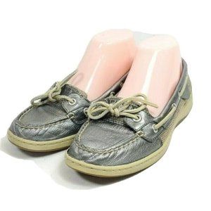 Sperry Top-Sider Boat Shoes Women's 7 Gray Leather Mesh Uppers